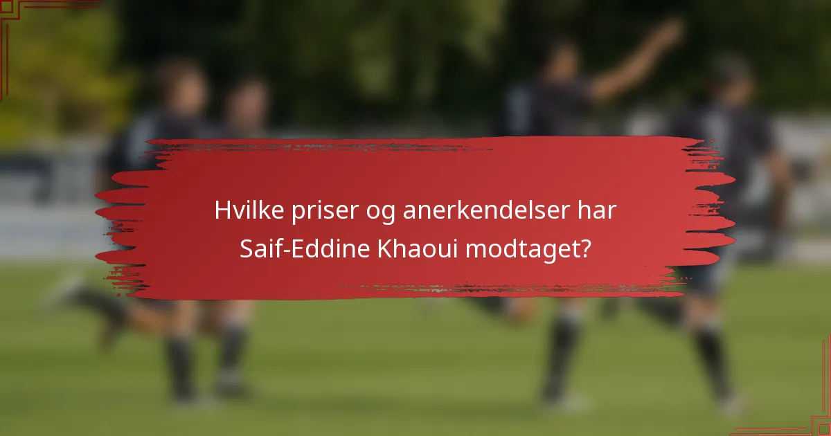 Hvilke priser og anerkendelser har Saif-Eddine Khaoui modtaget?