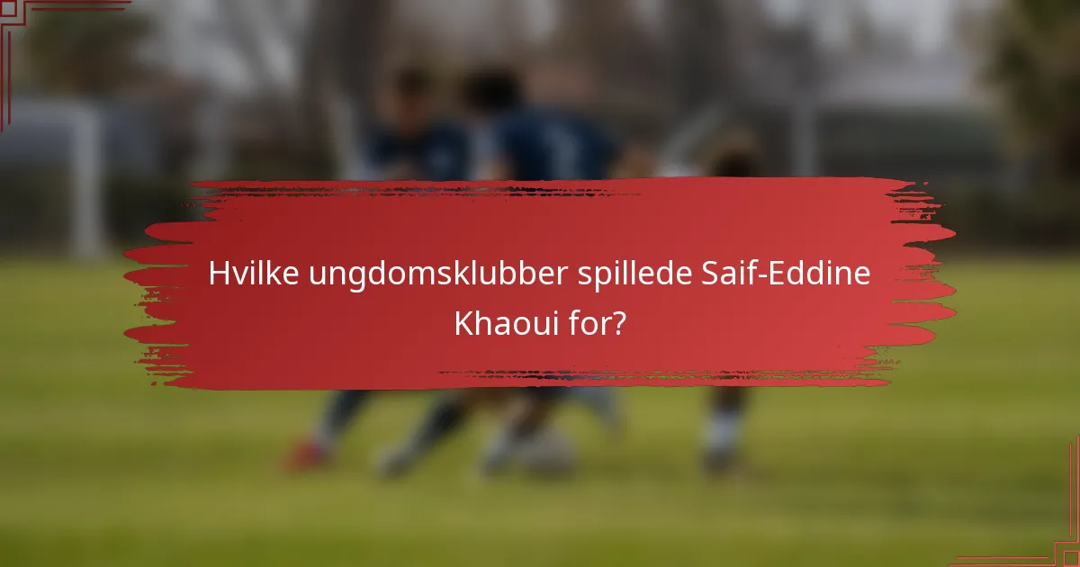 Hvilke ungdomsklubber spillede Saif-Eddine Khaoui for?
