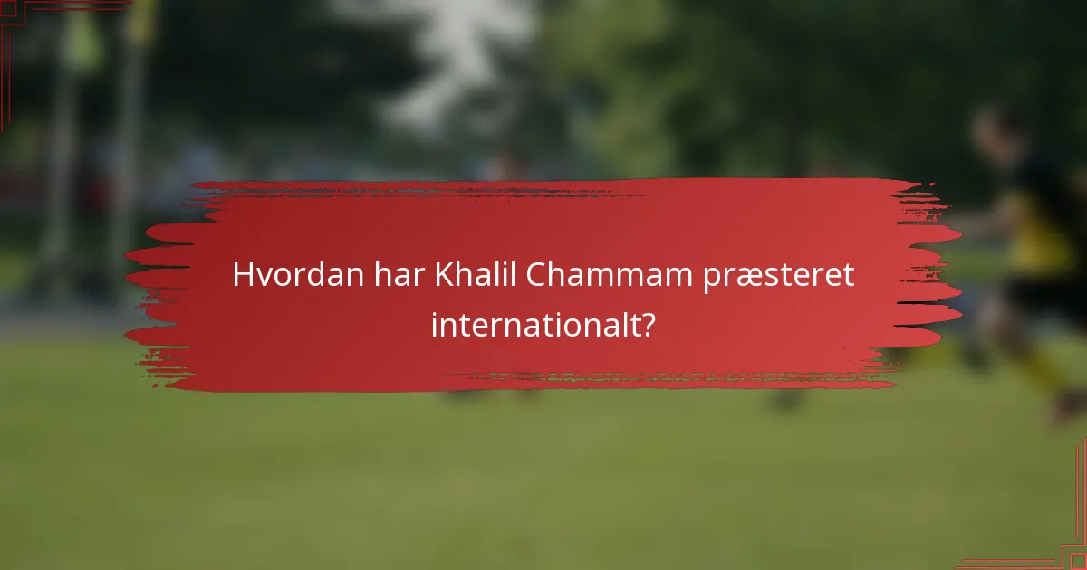 Hvordan har Khalil Chammam præsteret internationalt?