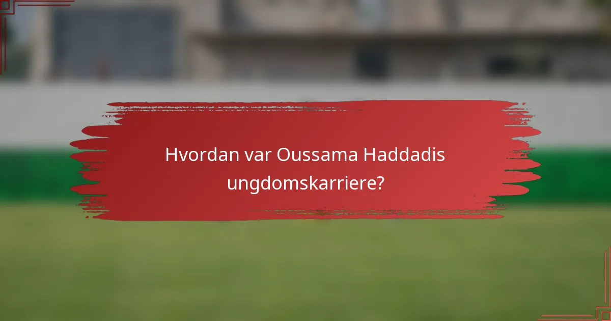 Hvordan var Oussama Haddadis ungdomskarriere?